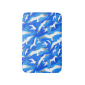 空飛んでいる青のカモメ バスマット (正面縦)