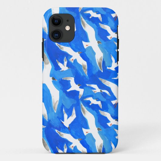 空飛んでいる青のカモメ Case-Mate iPhoneケース (裏面)