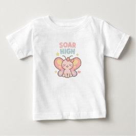 空高く翔け – パステルカラーの蝶々の喜び ベビーTシャツ