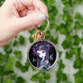 "空"の青のバラの入れ墨の蝶妖精Keychain キーホルダー (手)