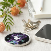 "空"の青のバラの入れ墨の蝶妖精Keychain キーホルダー (側面)