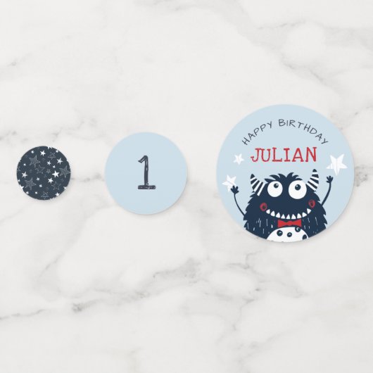 空 |リトルモンスターバースデーパーソナライズされたタパーティー コンフェッティ (正面)