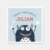 空 |リトルモンスターバースデーパーソナライズされたタパーティー スタンダードカクテルナプキン (正面)