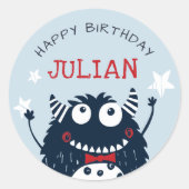 空 |リトルモンスターパーソナライズされた子供の誕生日 ラウンドシール (正面)