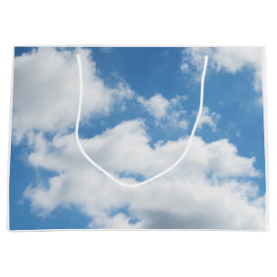空,天気,自然,白,青,雲,日光 ラージペーパーバッグ