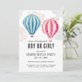 空 風船 青とピンク 男の子？それとも女の子？ 性別発表 招待状 (スタンド正面)