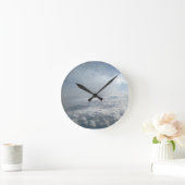 空、飛行機ビュー、美しい雲 ラウンド壁時計 (ホーム)