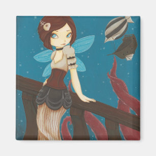 空- Steampunkの妖精の飛行船の マグネット