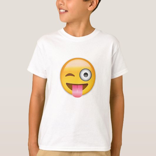 突き出られるを用いる顔はスタカットに奏し、目Emojiをまばたきさせます Tシャツ (正面)