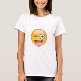 突き出られるを用いる顔はスタカットに奏し、目Emojiをまばたきさせます Tシャツ