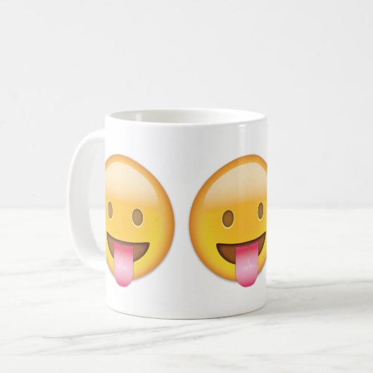 突き出られるを用いる顔はEmojiをスタカットに奏します コーヒーマグカップ (正面左)