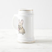 突き出る巨大な舌を搭載するおもしろいなフレンチ・ブルドッグ ビールジョッキ (正面左)