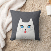 突き出る舌を搭載するかわいい猫 クッション (ブランケット)