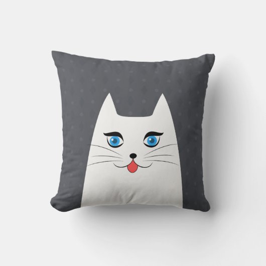 突き出る舌を搭載するかわいい猫 クッション (正面)