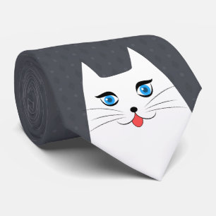 突き出る舌を搭載するかわいい猫 ネクタイ