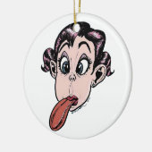 突き出る舌を搭載する小さな女の子 セラミックオーナメント (左)