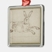 突き刺されて耳がノウサギのランニング、(paのペン及びインク メタルオーナメント (左)