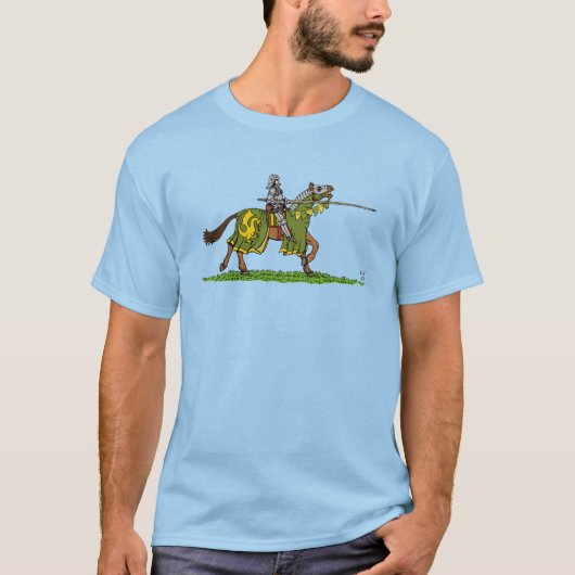 突撃する中世の騎士 Tシャツ (正面)