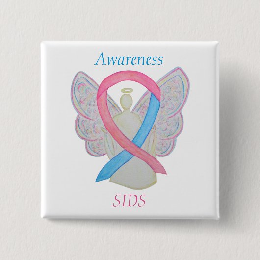 突然の乳児死(SIDS)認識度エンジェルピン 缶バッジ (正面)