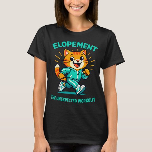 突然の駆け落ちワークアウト・アライグマ・面白グッズ Tシャツ (正面)