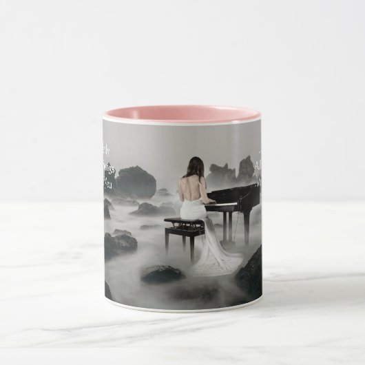 突然、すべての愛する歌ロマンチックな引用文音楽 マグカップ (中央)
