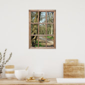 窓からの木目ビュー ポスター (キッチン)