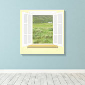 窓からアイルランドの国のシーン キャンバスプリント (インサイチュ (ウッドフロア))