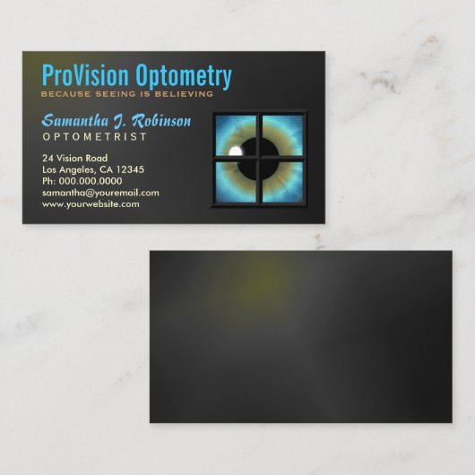 窓からクールの青い目の視力計のアイケア 名刺 (正面/裏面)