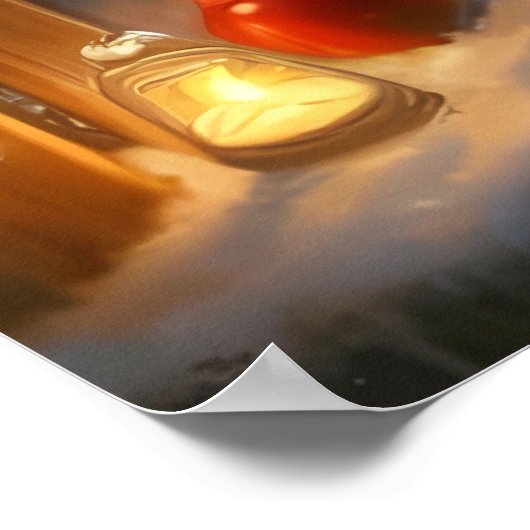 窓からサンタを見ている子どもポスター ポスター (角)