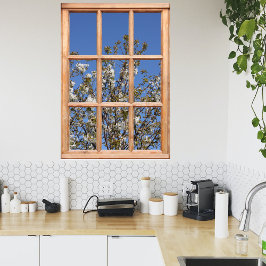 窓からスプリングタイムビューの木 ポスター