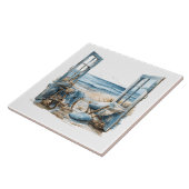 窓からビーチへ… -ビーチの夢 タイル (側面)