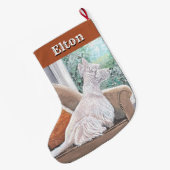 窓から外を見るウェスティン ラージクリスマスストッキング (裏面 (吊り時))