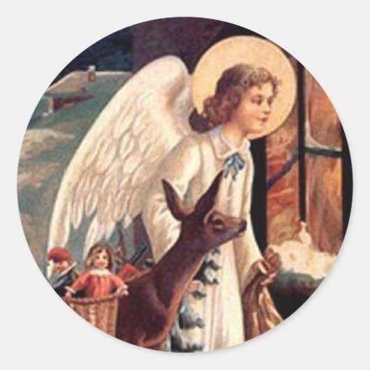 窓から見るクリスマスエンジェル ラウンドシール (正面)