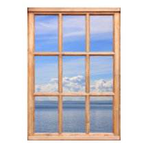 窓から見る穏やかな海の景色