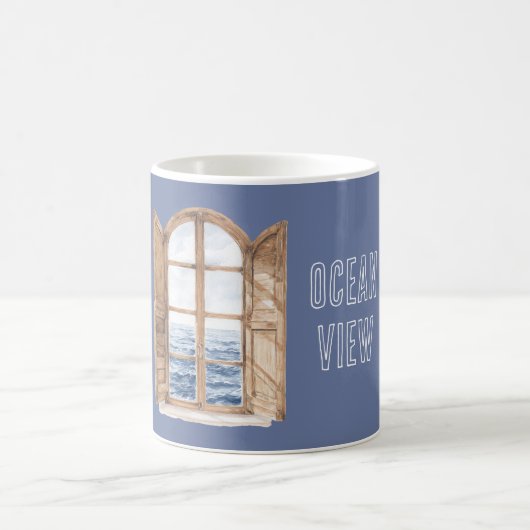 窓から見る青い海 コーヒーマグカップ (中央)