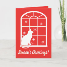 窓から雪を眺める猫