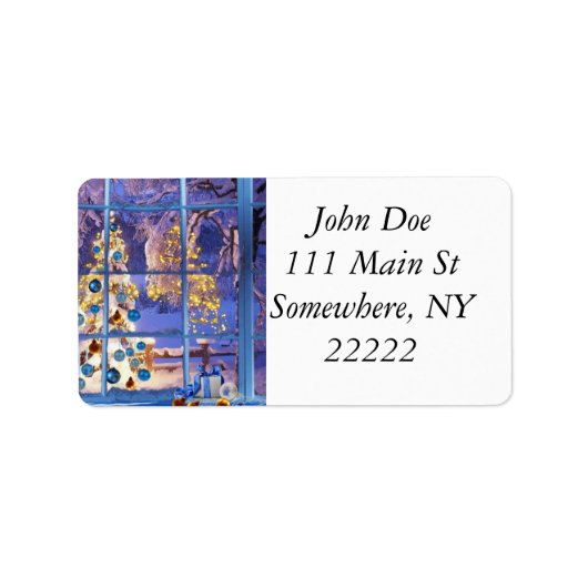 窓から青いクリスマス ラベル (正面)