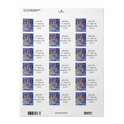 窓から青いクリスマス ラベル (フルシート)