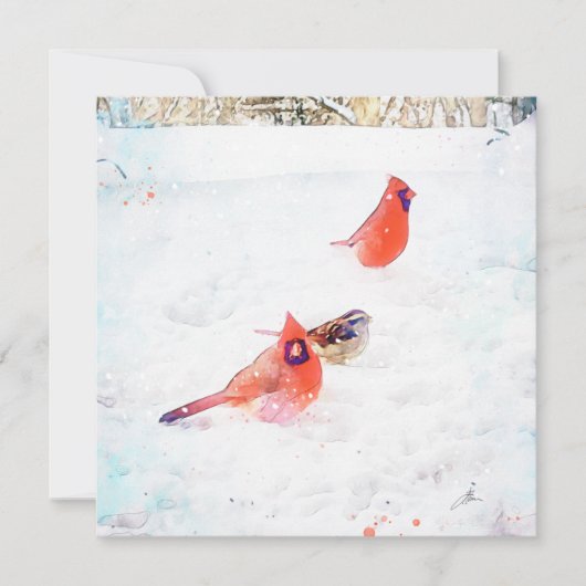 窓から鳥を追い出す冬の鳥 ノートカード (正面)