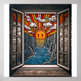 窓から:日没と崖2 ポスター