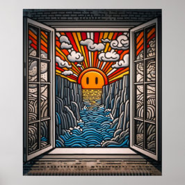 窓から：日没と崖2 ポスター