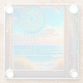 窓かわいらしのビーチドリームキャッチャー ガラスコースター (裏面)
