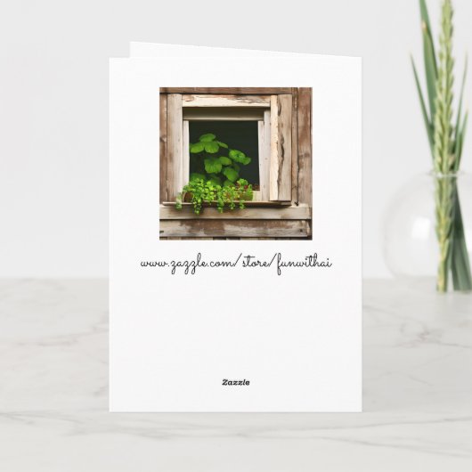 窓かわいらしの植素朴物誕生日 カード (裏面)