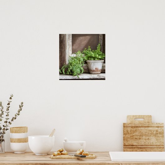 窓かわいらしの植素朴物 ポスター (キッチン)