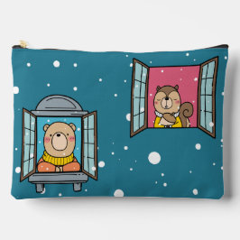 窓にクマとリス アクセサリーポーチ