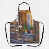 窓にゼラニウムの花が咲いている エプロン (正面)