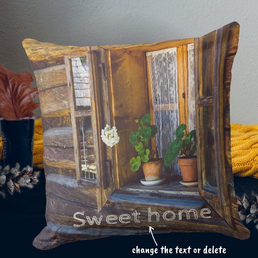 窓にゼラニウムの花が咲いている クッション