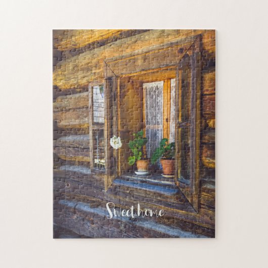 窓にゼラニウムの花が咲いている ジグソーパズル (縦)