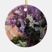 窓にライラック |メアリー・カッサット セラミックオーナメント (正面)