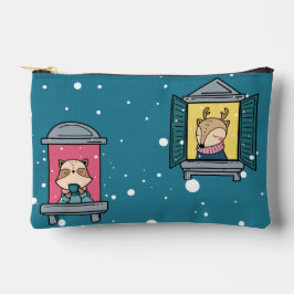 窓にラクーン&トナカイ アクセサリーポーチ